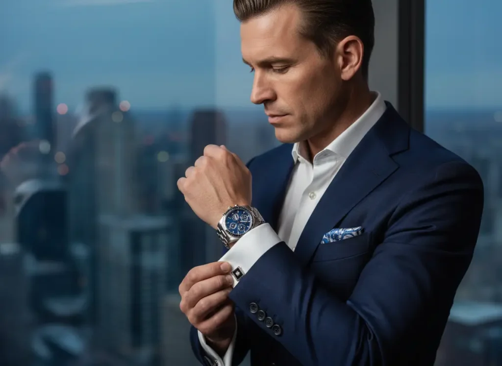 confident business man watch