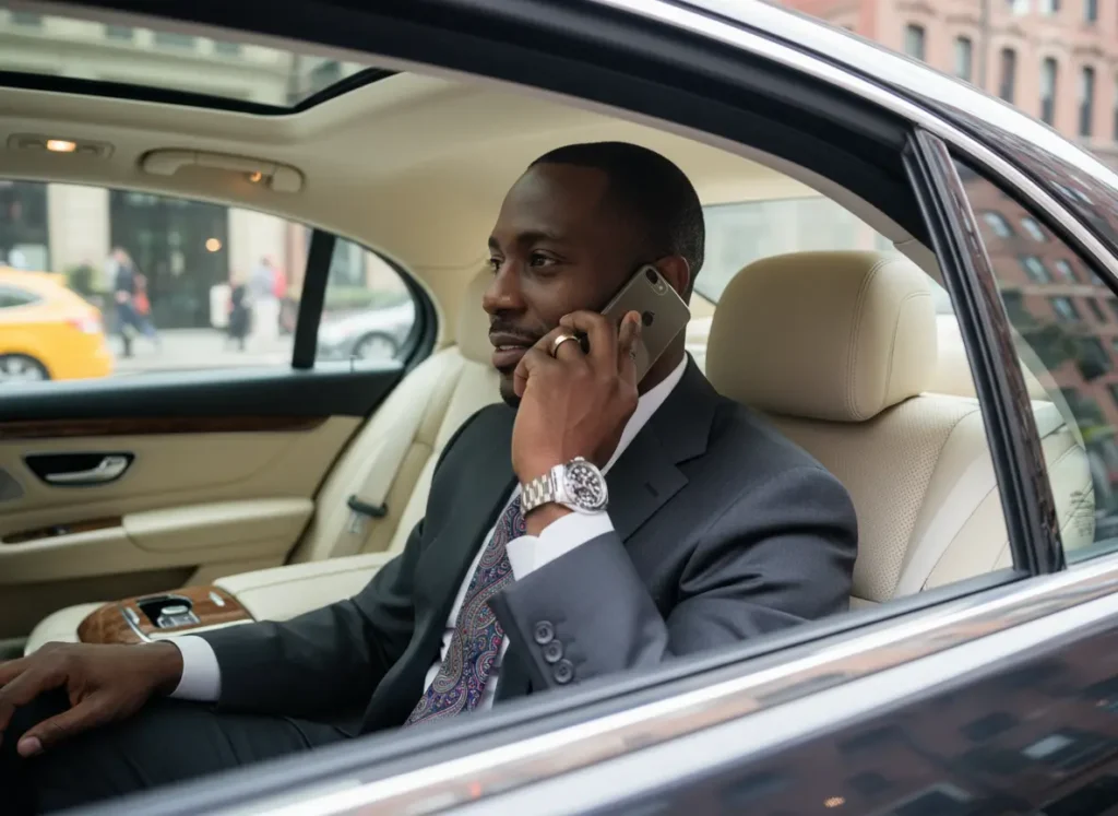 african business man in car
